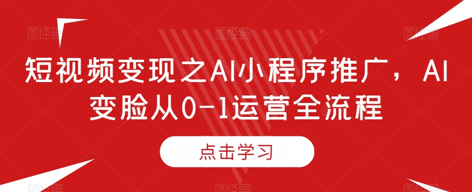 短视频变现之AI小程序推广，AI变脸从0-1运营全流程-网创先锋
