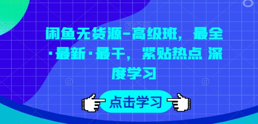 闲鱼无货源-高级班，最全·最新·最干，紧贴热点 深度学习-网创先锋