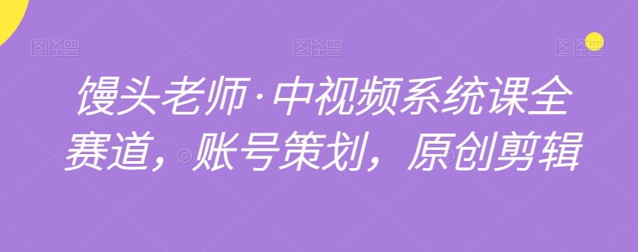 馒头老师·中视频系统课全赛道，账号策划，原创剪辑-网创先锋