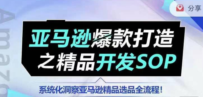 【训练营】亚马逊爆款打造之精品开发SOP，系统化洞察亚马逊精品选品全流程-网创先锋
