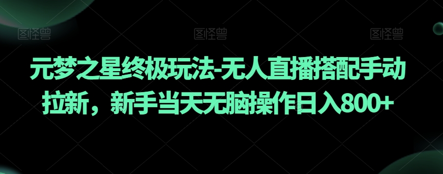 元梦之星终极玩法-无人直播搭配手动拉新，新手当天无脑操作日入800+【揭秘】-网创先锋