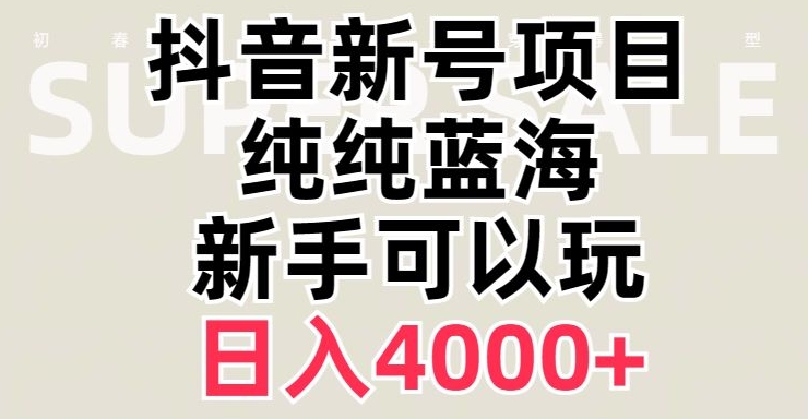抖音蓝海赛道，必须是新账号，日入4000+【揭秘】-网创先锋