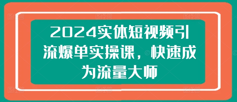 2024实体短视频引流爆单实操课，快速成为流量大师-网创先锋