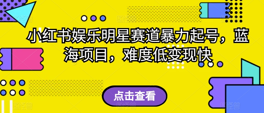 小红书娱乐明星赛道暴力起号，蓝海项目，难度低变现快【揭秘】-网创先锋