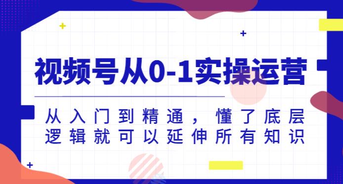 视频号从0-1实操运营，从入门到精通，懂了底层逻辑就可以延伸所有知识-网创先锋