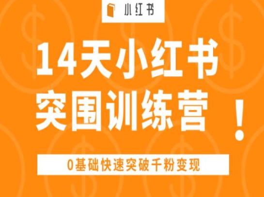 14天小红书突围训练营 ，0基础快速突破千粉变现-网创先锋