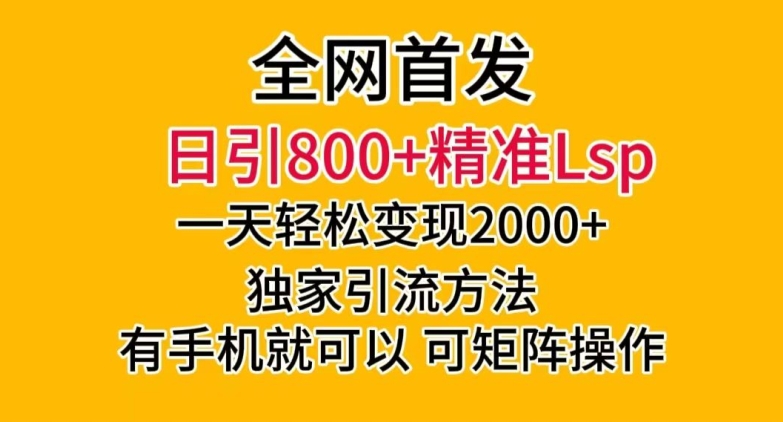 全网首发！日引800+精准老色批，一天变现2000+，独家引流方法，可矩阵操作【揭秘】-网创先锋