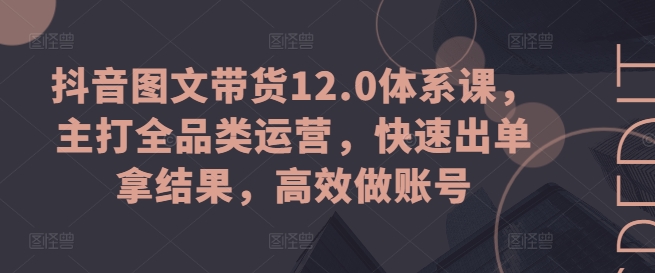 抖音图文带货12.0体系课，主打全品类运营，快速出单拿结果，高效做账号-网创先锋