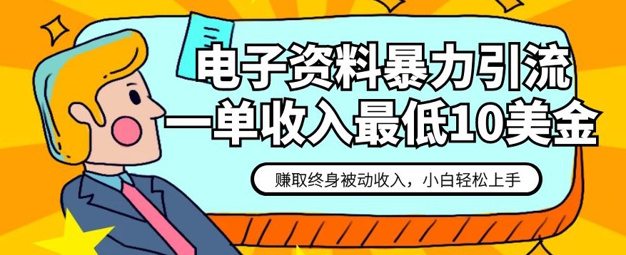 电子资料暴力引流，一单最低10美金，赚取终身被动收入，保姆级教程【揭秘】-网创先锋