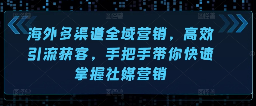 海外多渠道全域营销，高效引流获客，手把手带你快速掌握社媒营销-网创先锋