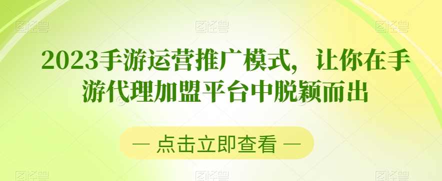 2023手游运营推广模式，让你在手游代理加盟平台中脱颖而出-网创先锋