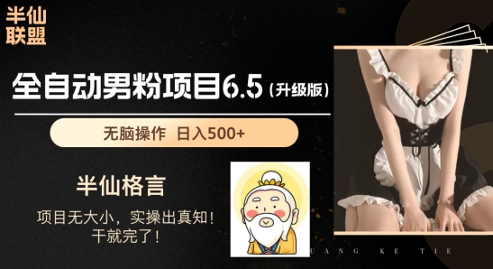 男粉项目6.5升级版，全自动男粉项目，日收入1K+【揭秘】-网创先锋