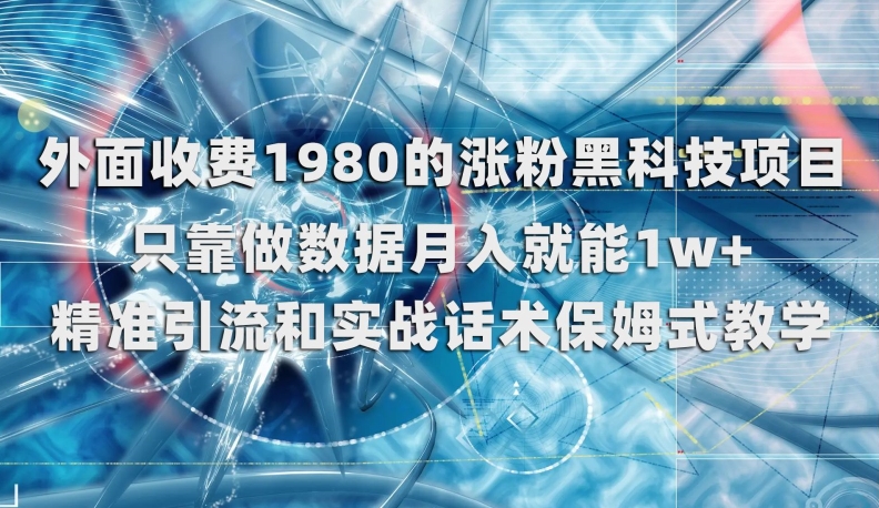 外面收费1980的涨粉黑科技项目，只靠做数据月入就能1w+【揭秘】-网创先锋