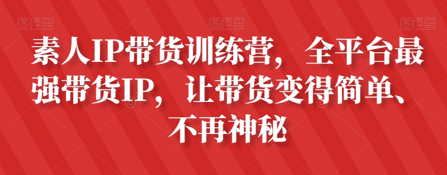 素人IP带货训练营，全平台最强带货IP，让带货变得简单、不再神秘-网创先锋
