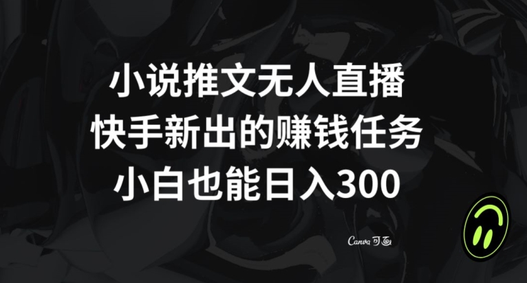 小说推文无人直播，快手新出的赚钱任务，小白也能日入300+【揭秘】-网创先锋