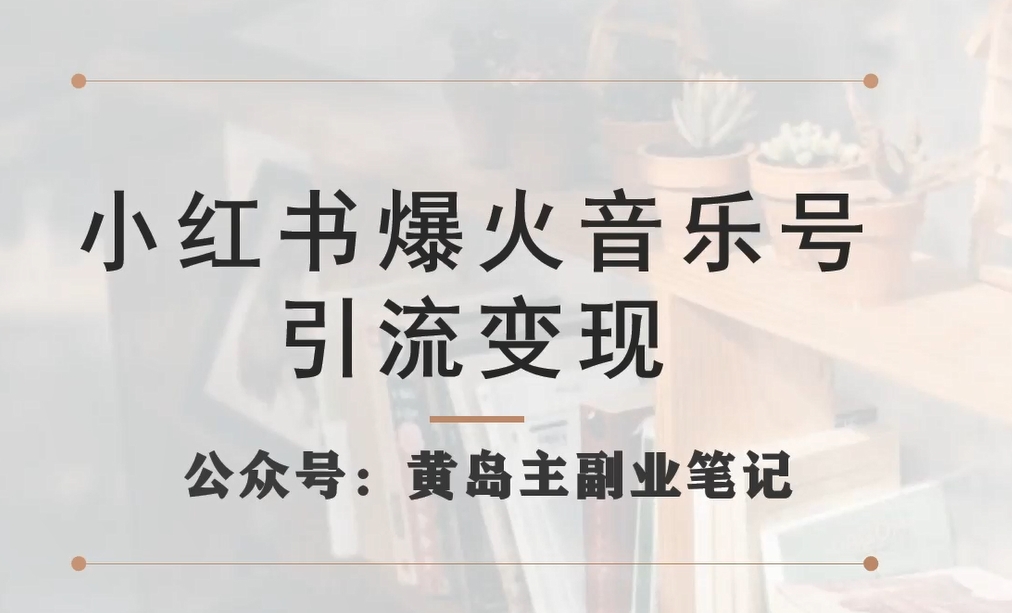 小红书爆火音乐号引流变现项目，视频版一条龙实操玩法分享给你-网创先锋
