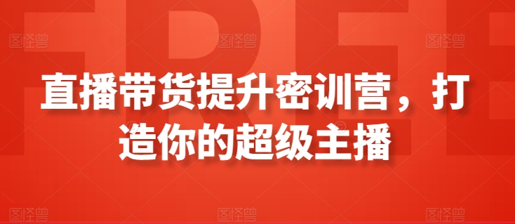 直播带货提升密训营，打造你的超级主播-网创先锋