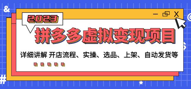 程哥拼多多虚拟变现项目：讲解开店流程-实操-选品-上架-自动发货等-网创先锋