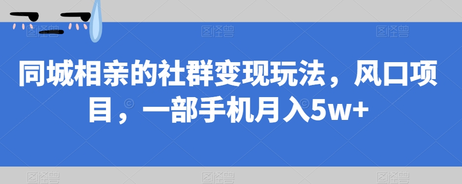 同城相亲的社群变现玩法，风口项目，一部手机月入5w+【揭秘】-网创先锋