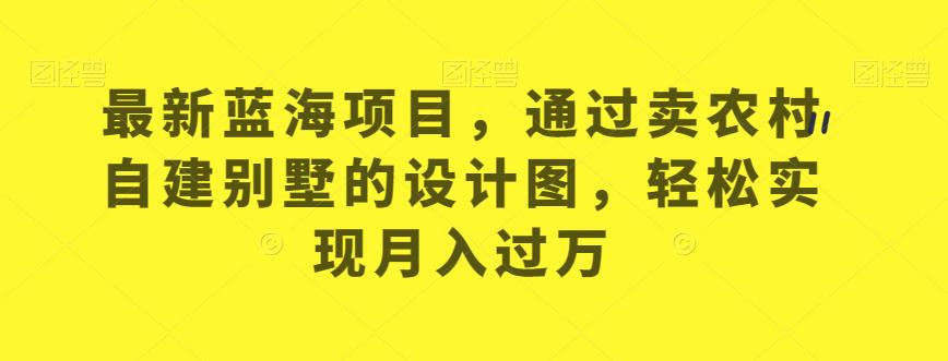 最新蓝海项目，通过卖农村自建别墅的设计图，轻松实现月入过万【揭秘】-网创先锋