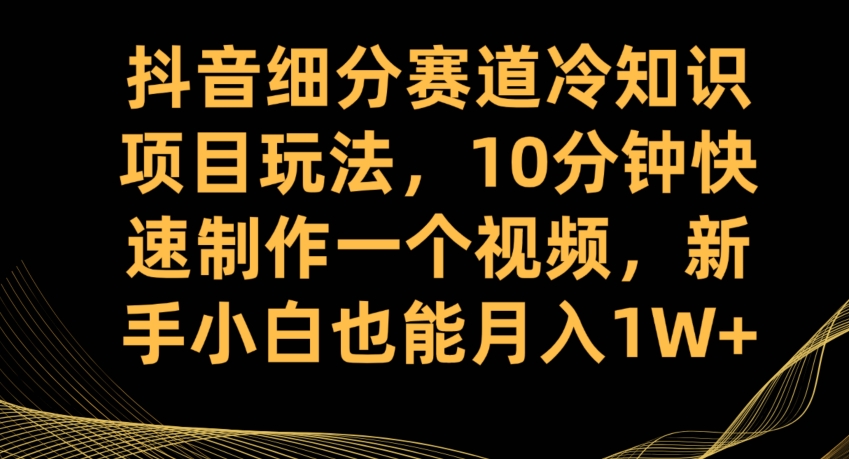 抖音细分赛道冷知识项目玩法，10分钟快速制作一个视频，新手小白也能月入1W+【揭秘】-网创先锋