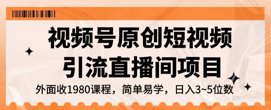 视频号原创短视频引流直播间项目，日入3~5五位数【揭秘】-网创先锋