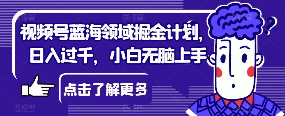 视频号蓝海领域掘金计划，日入过千，小白无脑上手【揭秘】-网创先锋