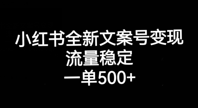 小红书全新文案号变现，流量稳定，一单收入500+-网创先锋