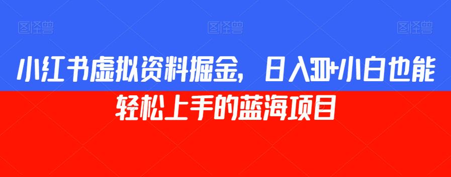 小红书虚拟资料掘金，日入300+小白也能轻松上手的蓝海项目【揭秘】-网创先锋