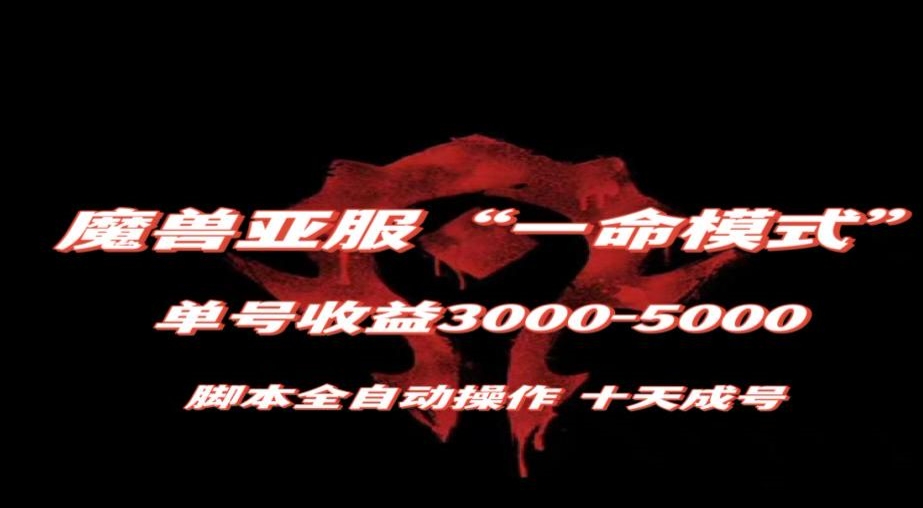 魔兽亚服一命模式，10天成号-单号3千-5千，脚本全自动操作，保姆级教学【揭秘】-网创先锋