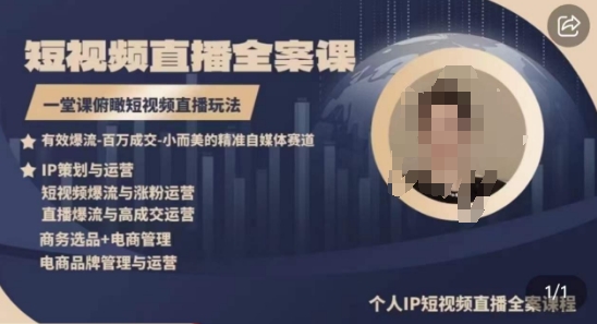 高品质IP短视频直播全案课程，一堂课俯瞰短视频直播玩法-网创先锋