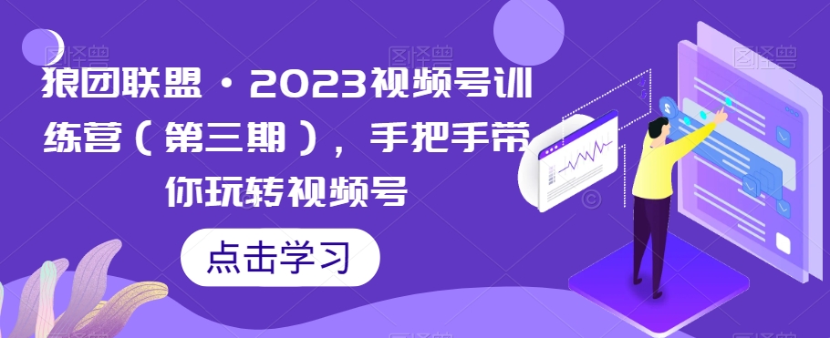 狼团联盟·2023视频号训练营（第三期），手把手带你玩转视频号-网创先锋