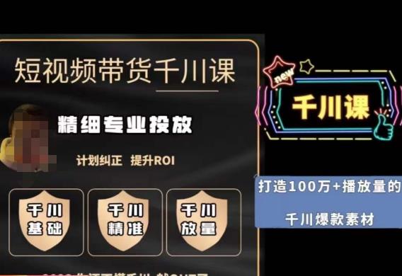 短视频带货-千川专业投放课，​精细化专业投放，计划纠正，提升ROI-网创先锋