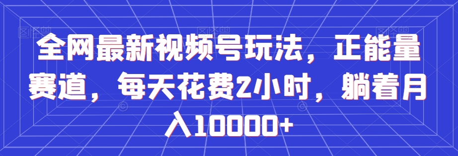 全网最新视频号玩法，正能量赛道，每天花费2小时，躺着月入10000+【揭秘】-网创先锋