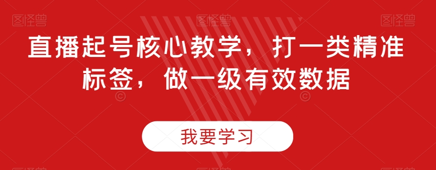 直播起号核心教学，打一类精准标签，做一级有效数据-网创先锋