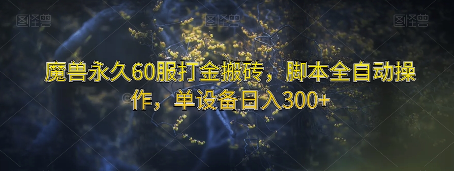 魔兽永久60服打金搬砖，脚本全自动操作，单设备日入300+【揭秘】-网创先锋