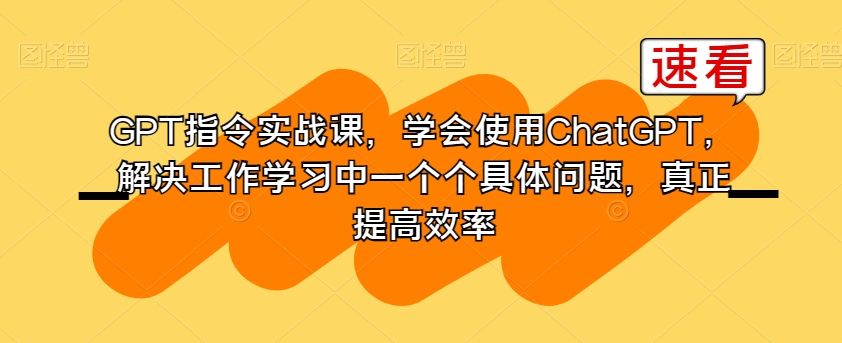 GPT指令实战课，学会使用ChatGPT，解决工作学习中一个个具体问题，真正提高效率-网创先锋