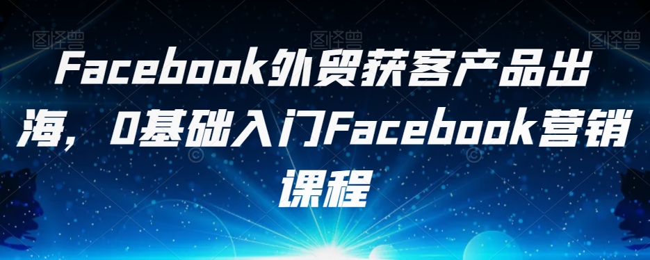Facebook外贸获客产品出海，0基础入门Facebook营销课程-网创先锋
