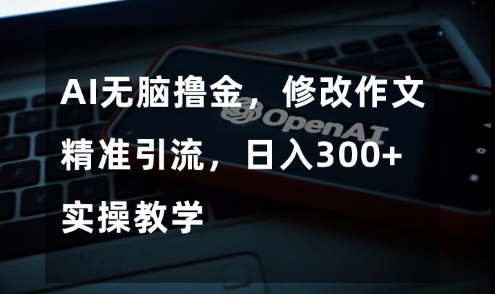 AI无脑撸金，修改作文精准引流，日入300+，实操教学【揭秘】-网创先锋