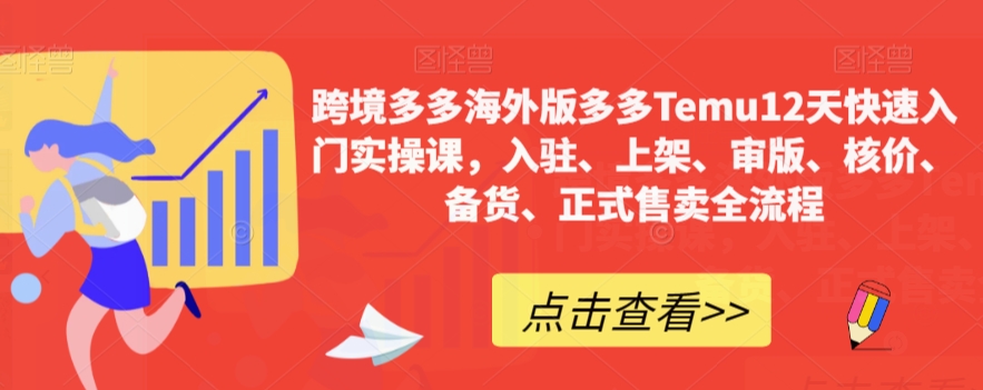 跨境多多海外版多多Temu12天快速入门实操课，入驻、上架、审版、核价、备货、正式售卖全流程-网创先锋