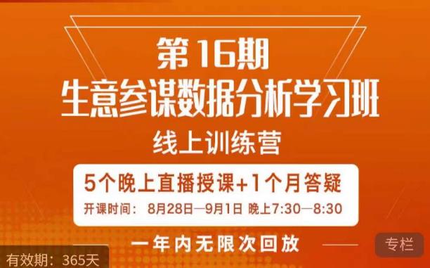 宁静·生意参谋数据分析学习班，解决商家4大痛点，学会分析数据，打造爆款！-网创先锋