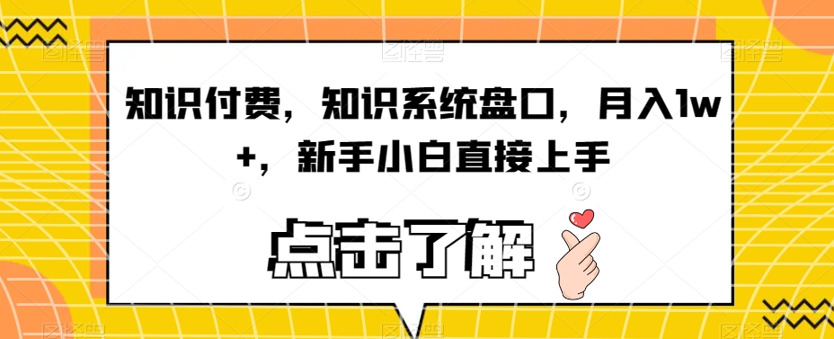 知识付费，知识系统盘口，月入1w+，新手小白直接上手-网创先锋