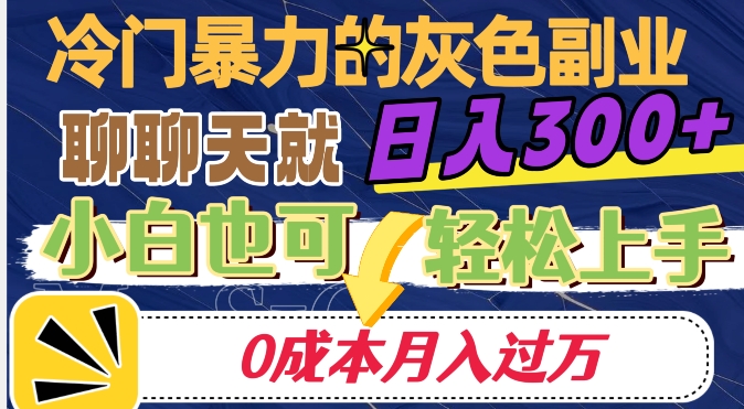 冷门暴利的副业项目，聊聊天就能日入300+，0成本月入过万【揭秘】-网创先锋