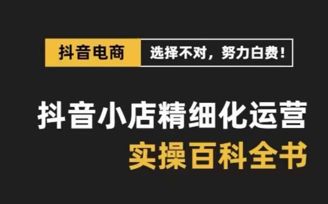 抖音小店精细化运营百科全书，保姆级运营实操讲解-网创先锋