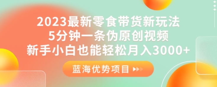 2023最新零食带货新玩法，5分钟一条伪原创视频，新手小白也能轻松月入3000+【揭秘】-网创先锋