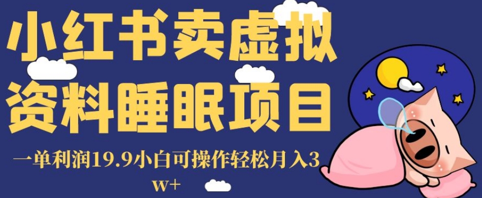 小红书卖虚拟资料睡眠项目，一单利润19.9小白可操作轻松月入3w+【揭秘】-网创先锋