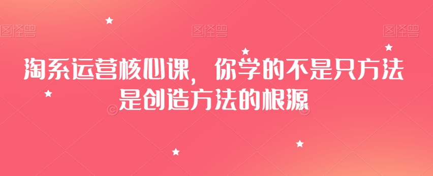 淘系运营核心课，你学的不是只方法是创造方法的根源-网创先锋