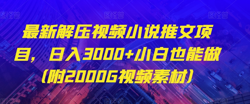 最新解压视频小说推文项目，日入3000+小白也能做（附2000G视频素材）【揭秘】-网创先锋