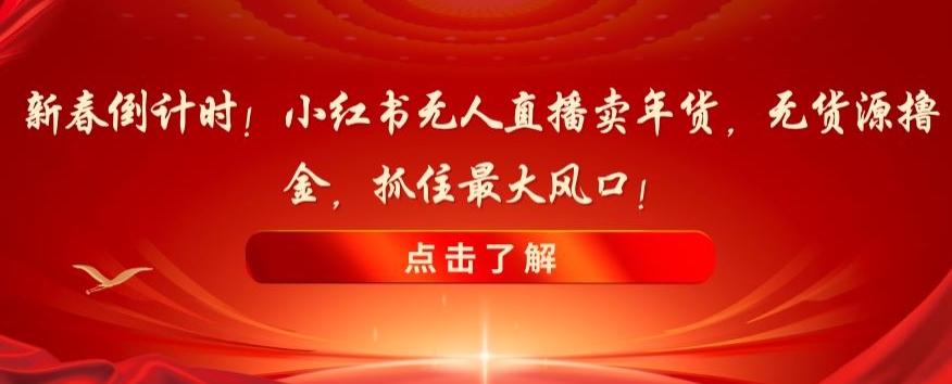 新春倒计时！小红书无人直播卖年货，无货源撸金，抓住最大风口【揭秘】-网创先锋