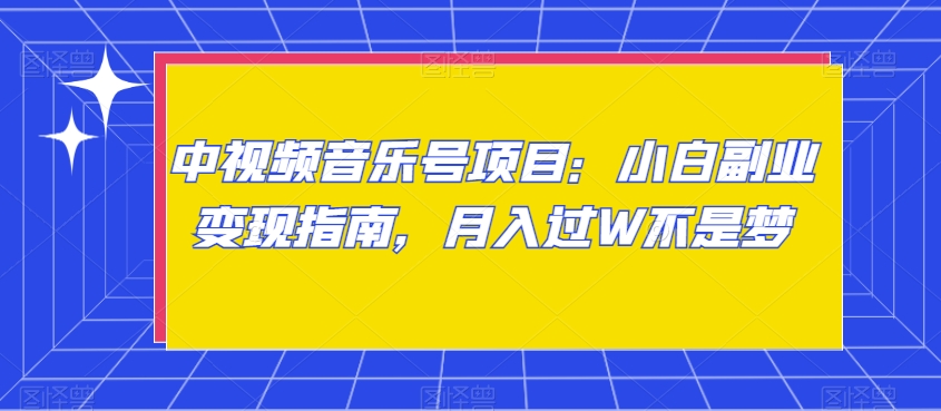中视频音乐号项目：小白副业变现指南，月入过W不是梦【揭秘】-网创先锋